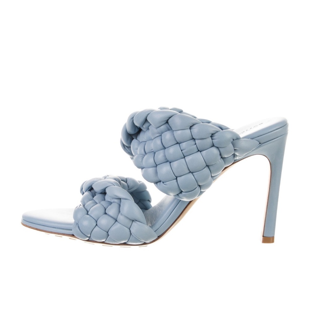 Bottega Venetta blue intreciatto heels